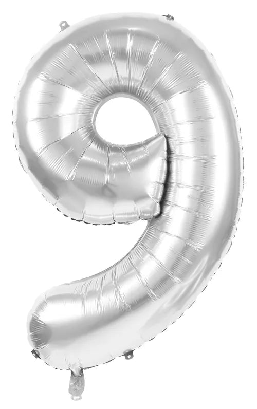GLOBO MYLAR NÚMERO 9 PLATA 36CM