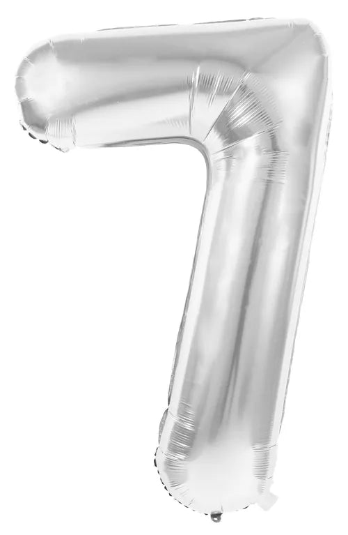 GLOBO MYLAR NÚMERO 7 PLATA 36CM