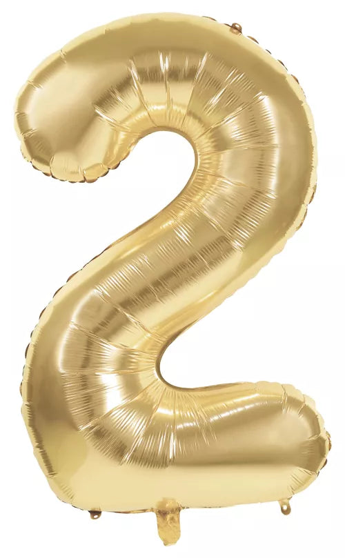 GLOBO MYLAR NÚMERO 2 DORADO 36CM