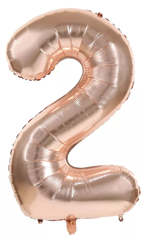 GLOBO MYLAR NÚMERO 2 ORO ROSA 36CM
