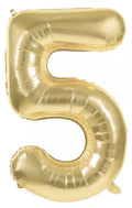 GLOBO MYLAR NÚMERO 5 DORADO 36CM