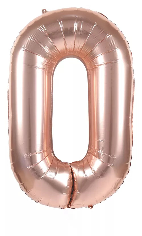 GLOBO MYLAR NÚMERO 0 ORO ROSA 36CM