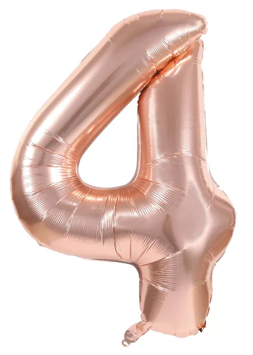 GLOBO MYLAR NÚMERO 4 ORO ROSA 36CM