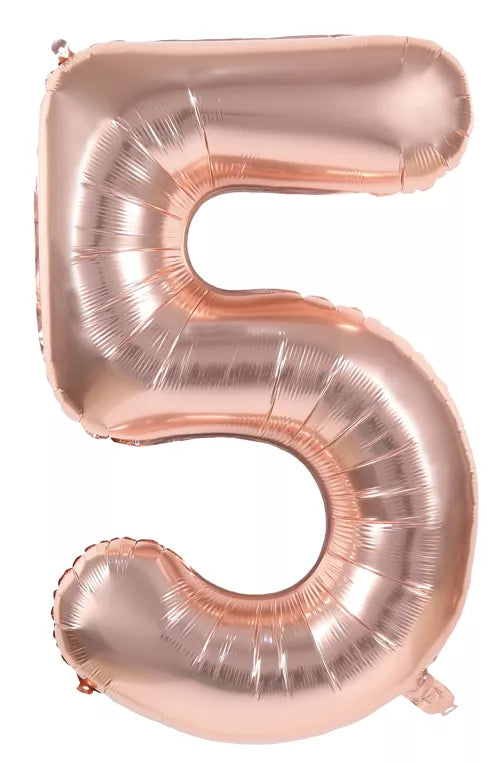 GLOBO MYLAR NÚMERO 5 ORO ROSA 36CM