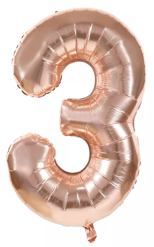 GLOBO MYLAR NÚMERO 3 ORO ROSA 36CM