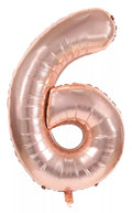 GLOBO MYLAR NÚMERO 6 ORO ROSA 36CM
