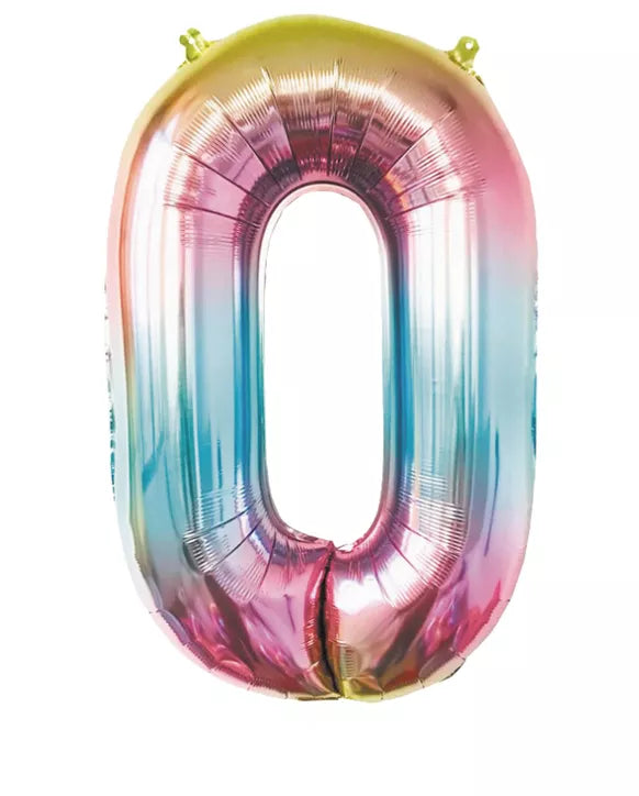 GLOBO MYLAR NÚMERO 0 IRISE PASTEL 36CM