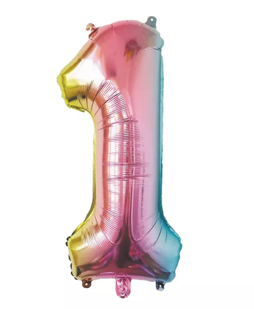 GLOBO MYLAR NÚMERO 1 IRISE PASTEL 36CM