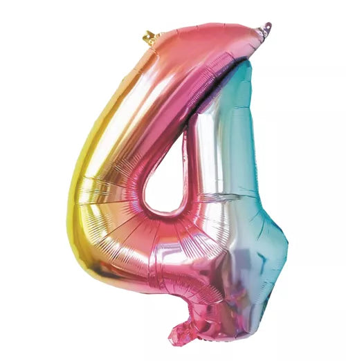 GLOBO MYLAR NÚMERO 4 IRISE PASTEL 36CM
