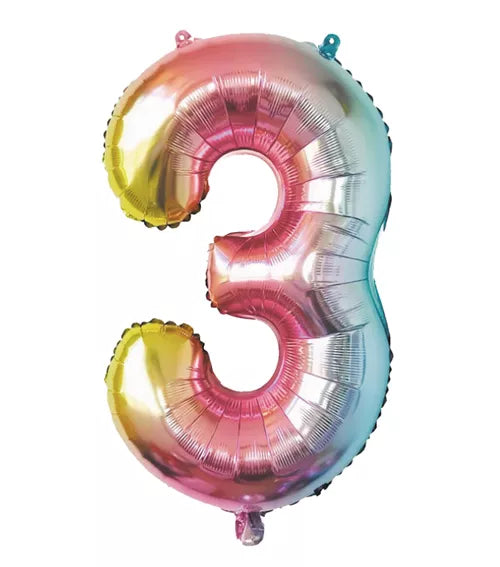 GLOBO MYLAR NÚMERO 3 IRISE PASTEL 36CM