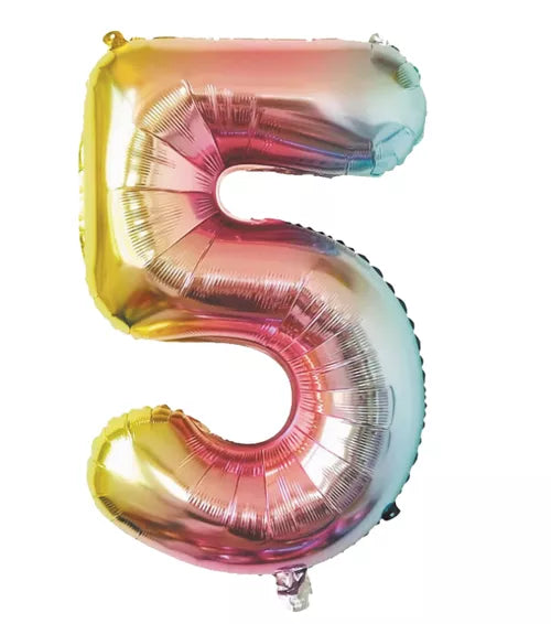 GLOBO MYLAR NÚMERO 5 IRISE PASTEL 36CM