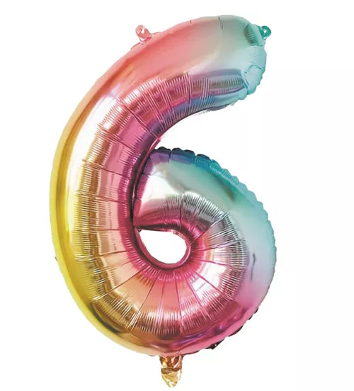 GLOBO MYLAR NÚMERO 6 IRISE PASTEL 36CM