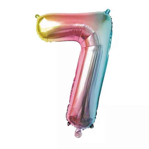 GLOBO MYLAR NÚMERO 7 IRISE PASTEL 36CM