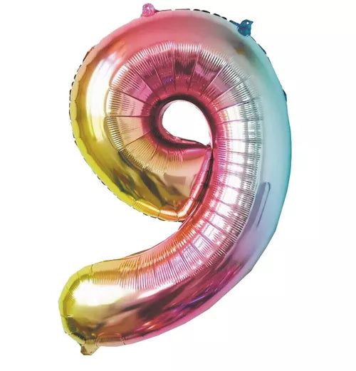 GLOBO MYLAR NÚMERO 9 IRISE PASTEL 36CM