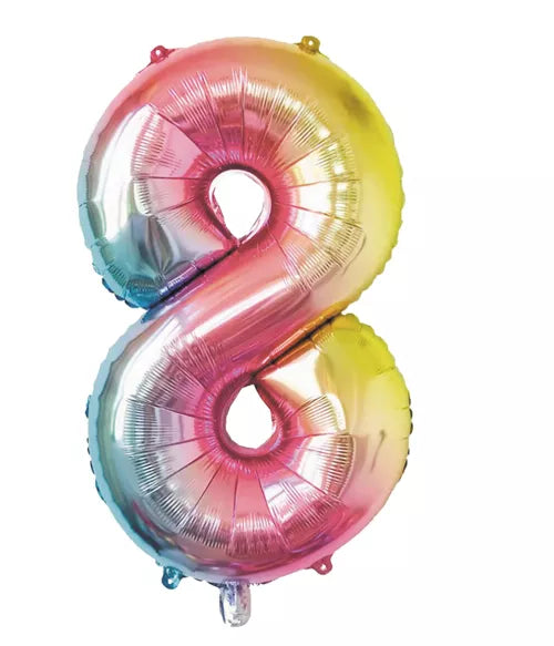 GLOBO MYLAR NÚMERO 8 IRISE PASTEL 36CM