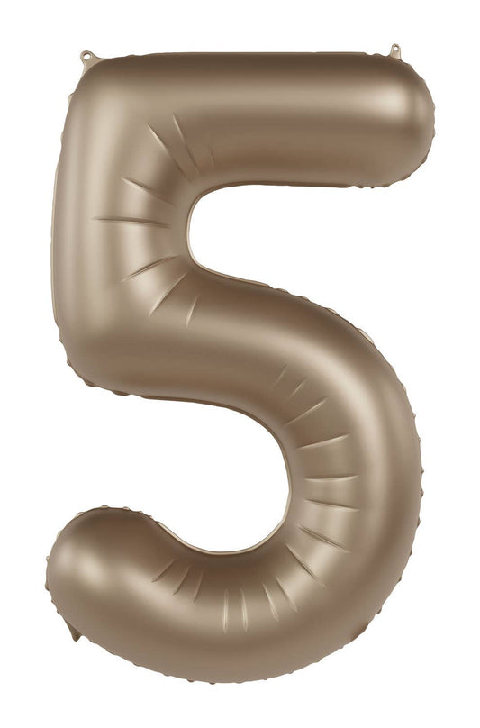 Globo de aluminio número 5, oro claro, satinado brillante, 86 cm