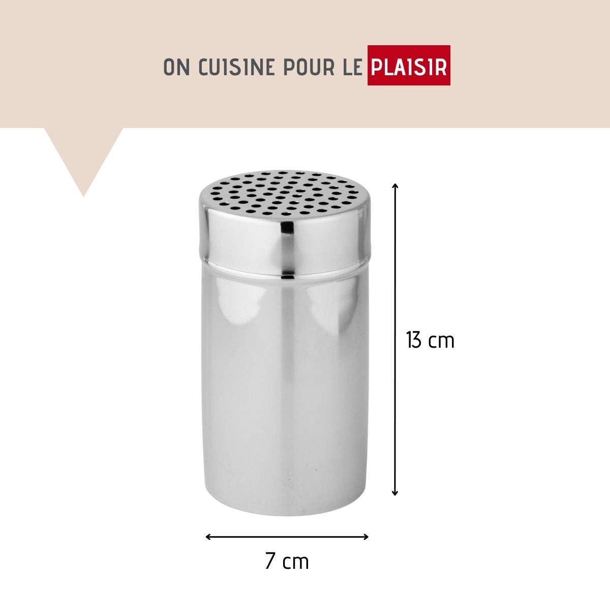 Azucarero y espolvoreador de cacao de acero inoxidable con tapa, 13 cm - Fackelmann