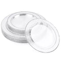 Platos transparente premium con borde plateado martilla 26 cm