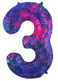 Globo de aluminio número 3 Paint Splash, 86 cm