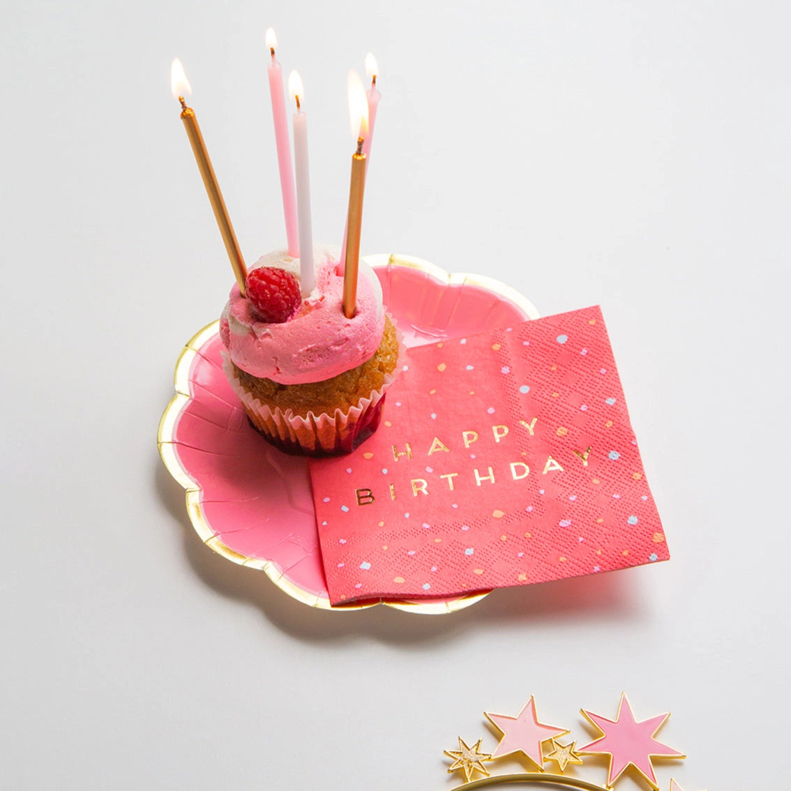 Velas de cumpleaños rosas largas - Paquete de 16