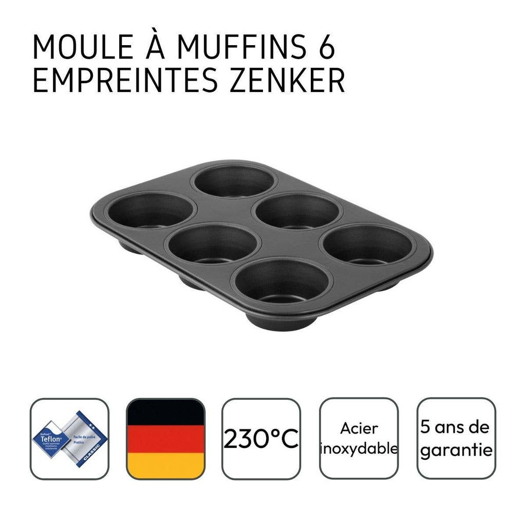 Molde para 6 magdalenas metálico negro Zenker