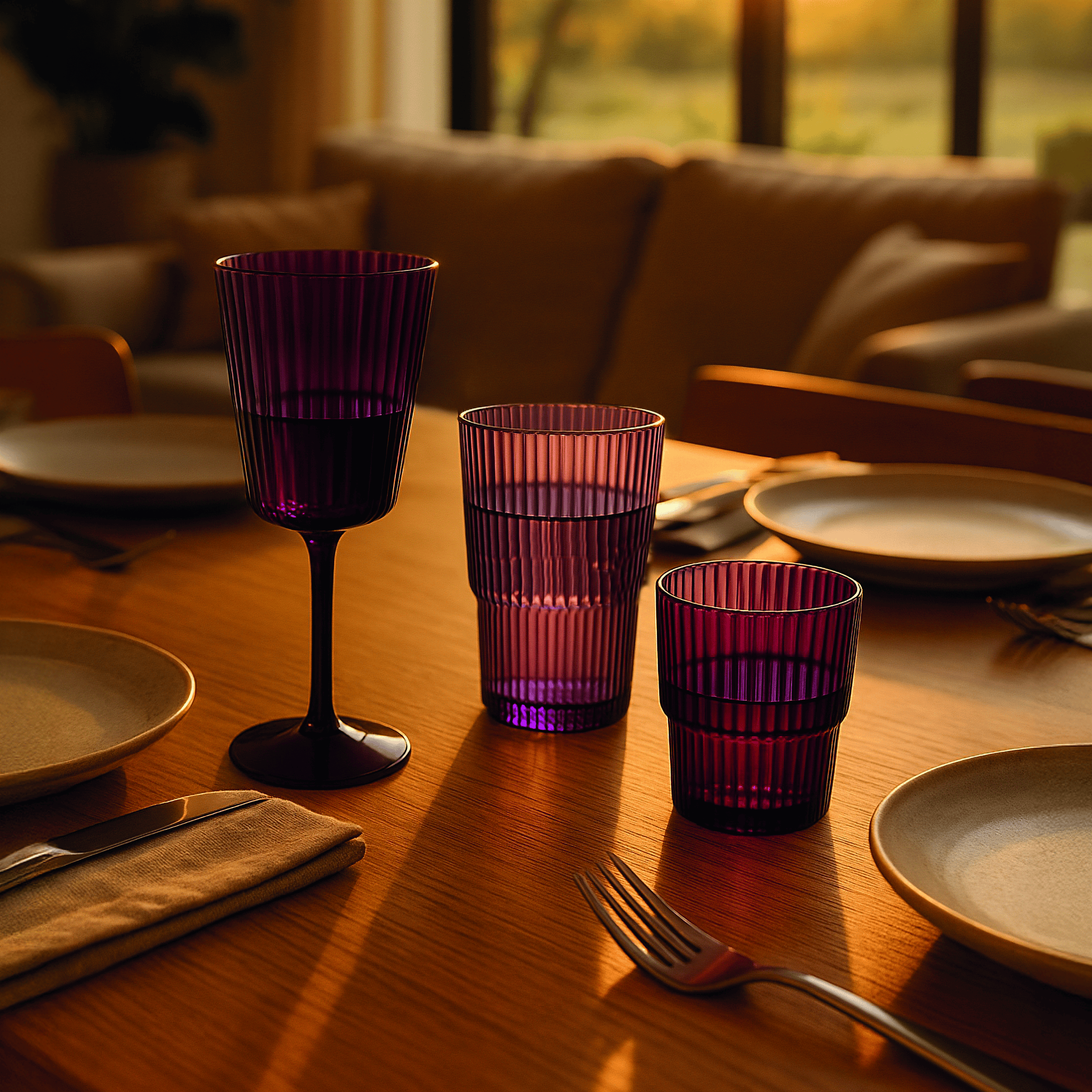 Set de 3 vasos apilables de plástico (PS), 420 ml, en tonos chocolate
