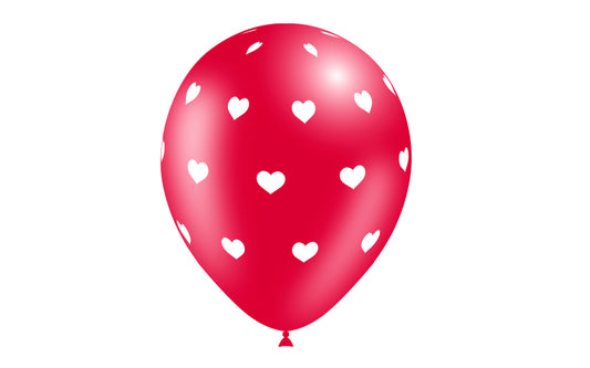 8 GLOBOS 95CM  CORAZÓN PERIM. ROJO