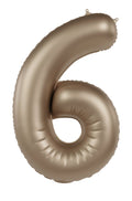 Globo de aluminio número 6, oro claro, satinado brillante, 86 cm