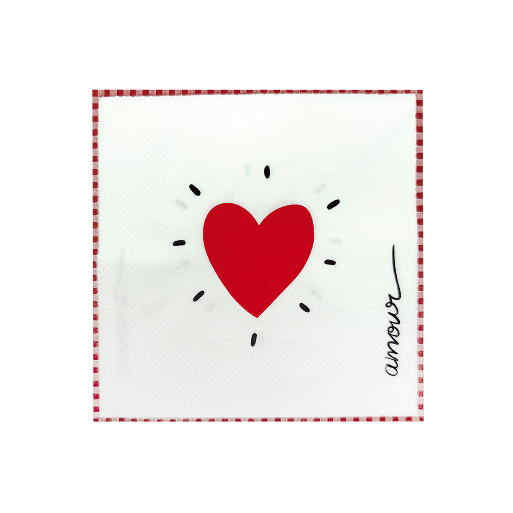 Servilletas de papel con corazón rojo x20