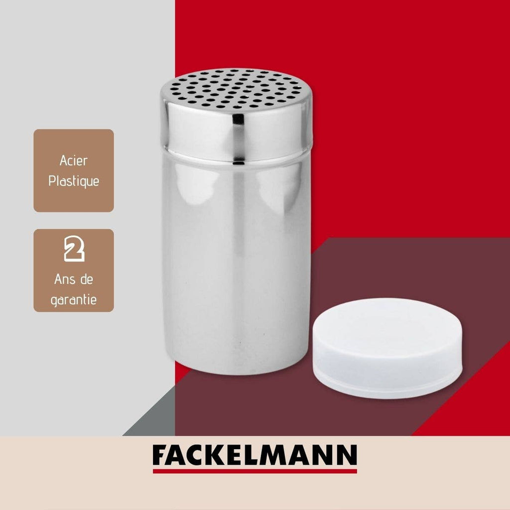 Azucarero y espolvoreador de cacao de acero inoxidable con tapa, 13 cm - Fackelmann