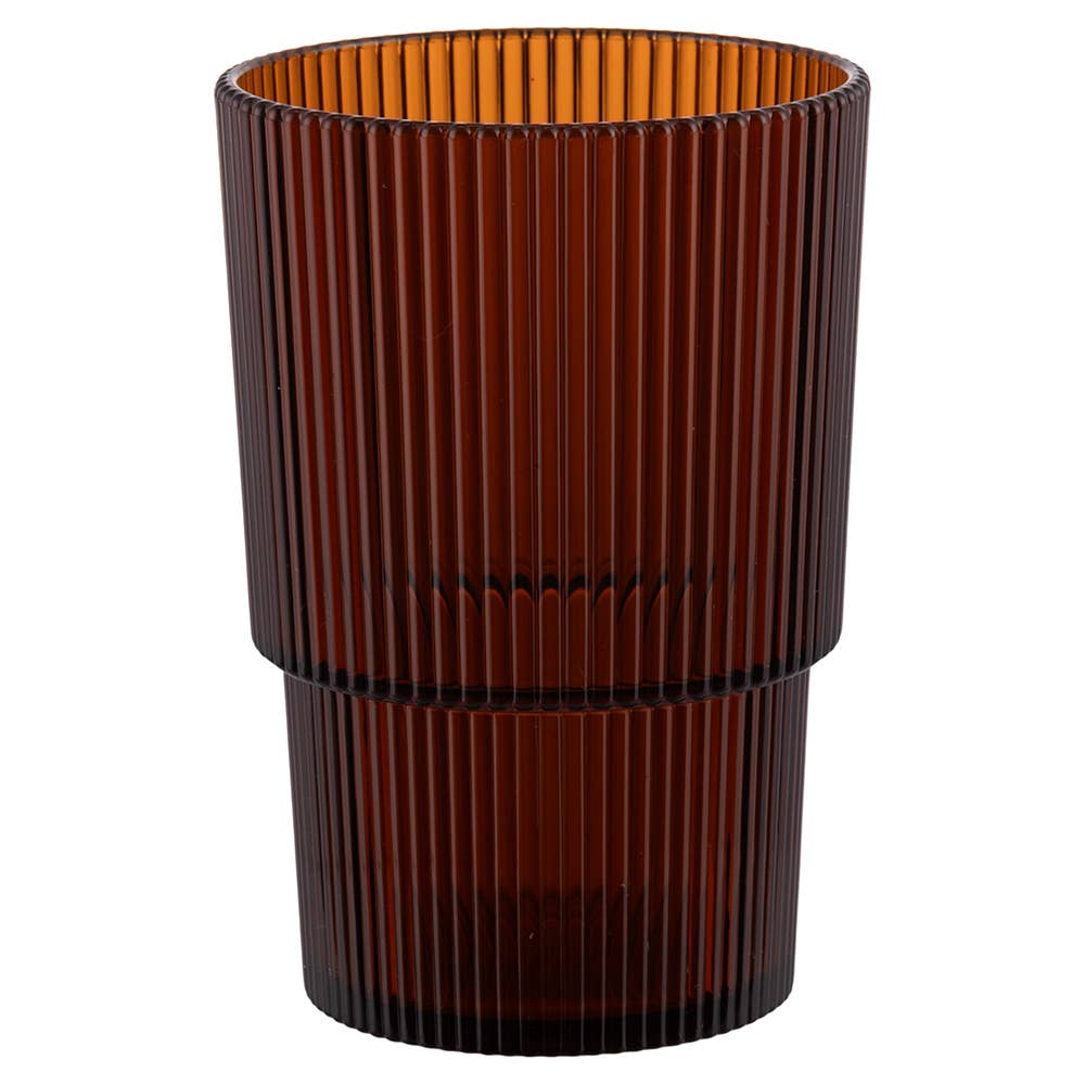 Set de 3 vasos apilables de plástico (PS), 420 ml, en tonos chocolate