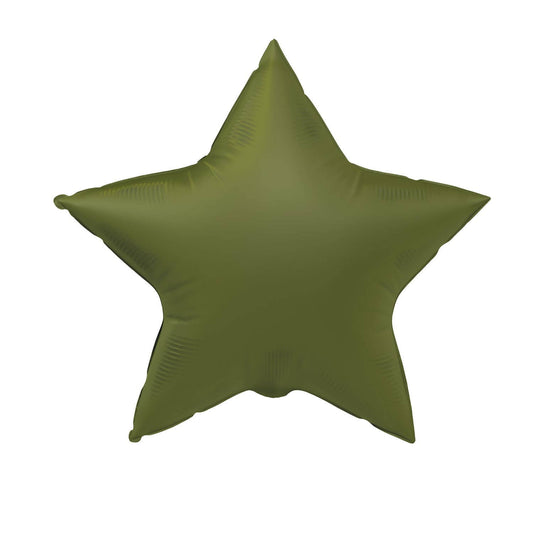 Globo de aluminio con forma de estrella, verde oliva, ultra mate, 45 cm
