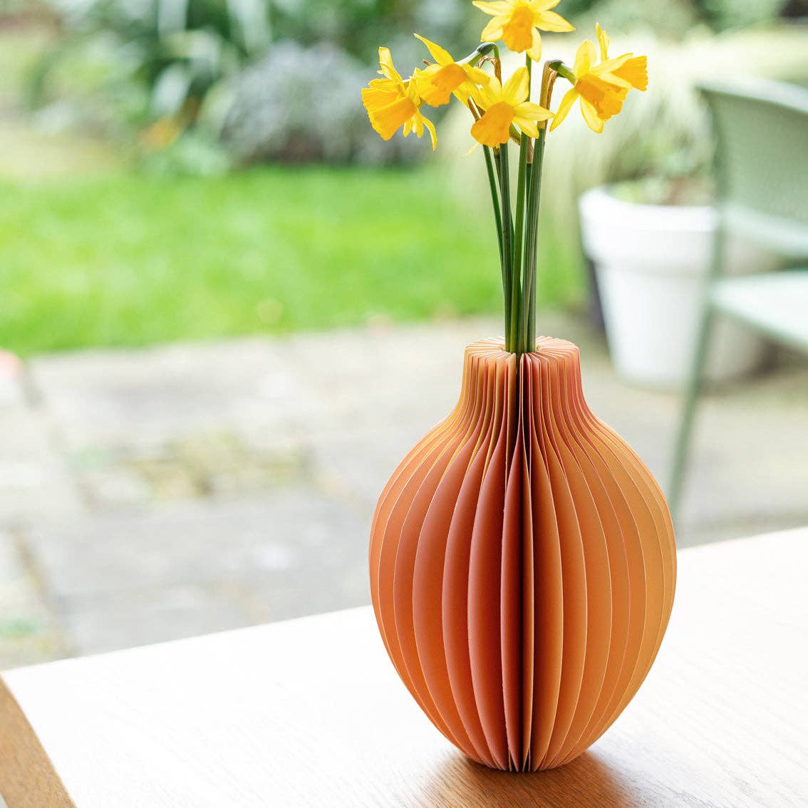 Jarrón de papel  en forma de panal - honeycomb amarillo | Verano | Decoración del hogar |