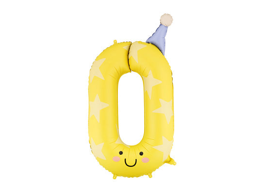 Globo de papel de aluminio con el número ''0'', 86 cm, amarillo
