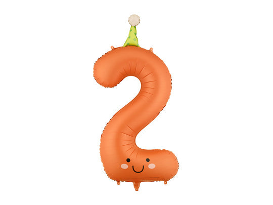Globo de papel de aluminio con el número ''2'', 86 cm, naranja.