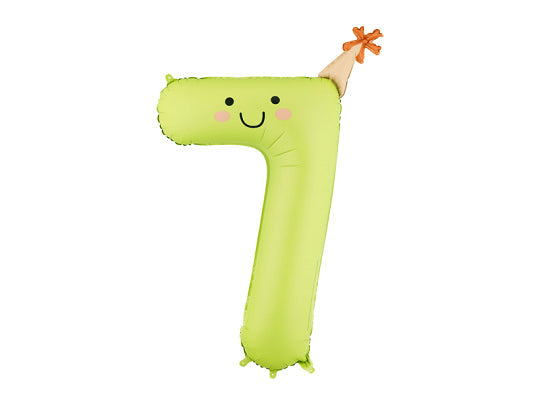 Globo de papel metalizado con el número "7", 86 cm, verde claro.