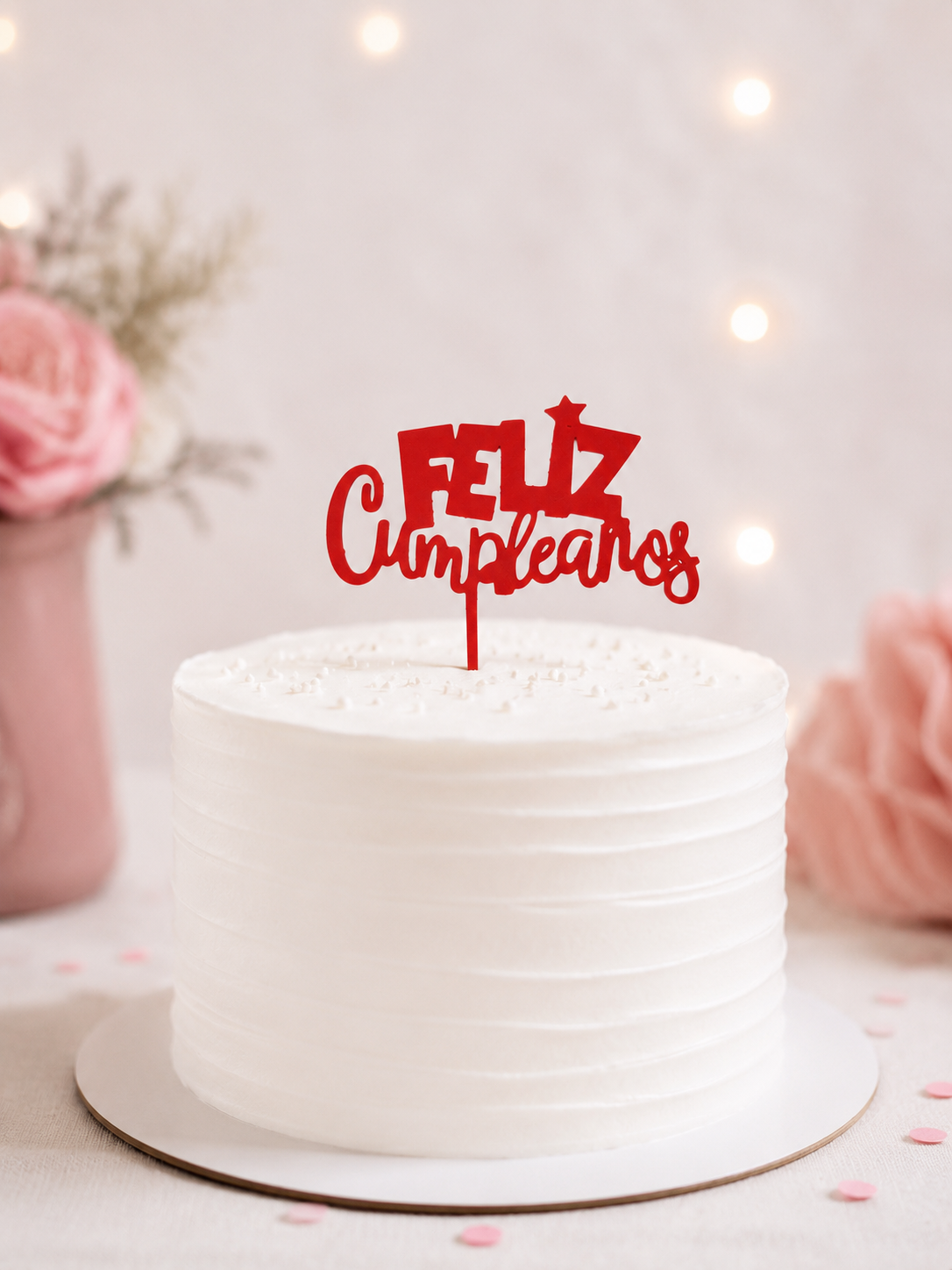 Topper para tarta “Feliz Cumpleaños” – Rojo