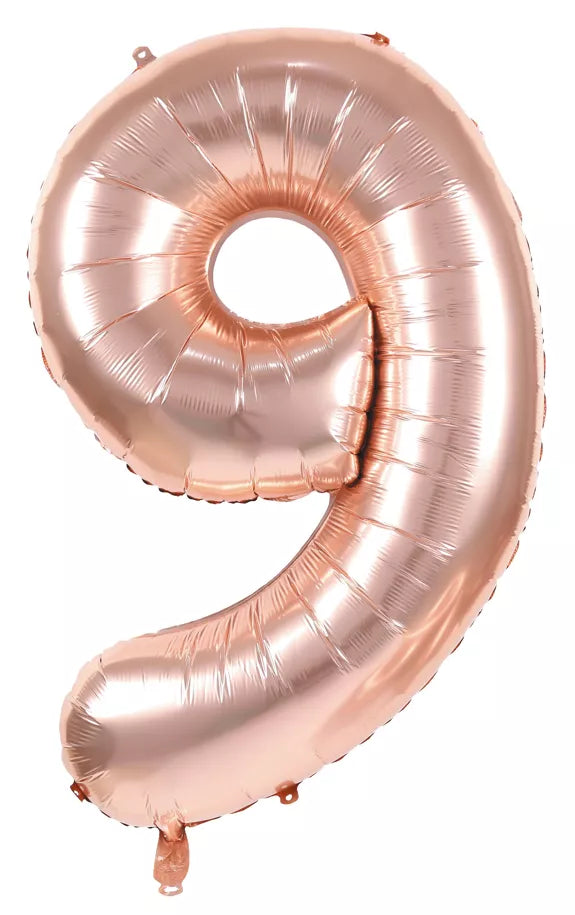 GLOBO MYLAR NÚMERO 9 ORO ROSA 36CM