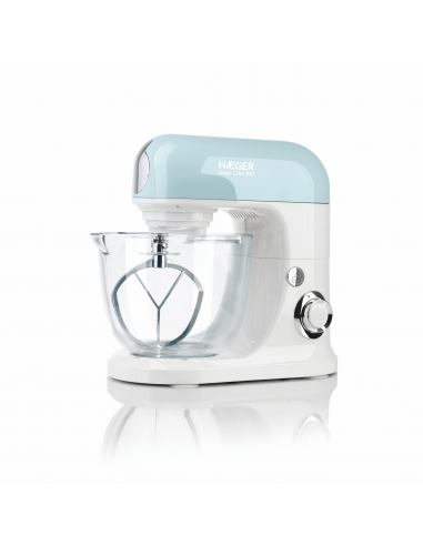 Batidora Haeger Glass Cake 700 con tazón de vidrio de 5 litros, 700 W y 3 varillas