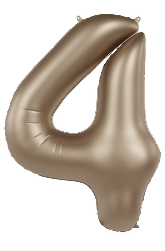Globo de aluminio número 4, oro claro, satinado brillante, 86 cm
