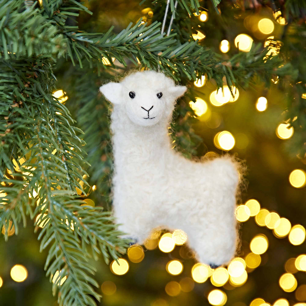 Decoración navideña de fieltro de alpaca
