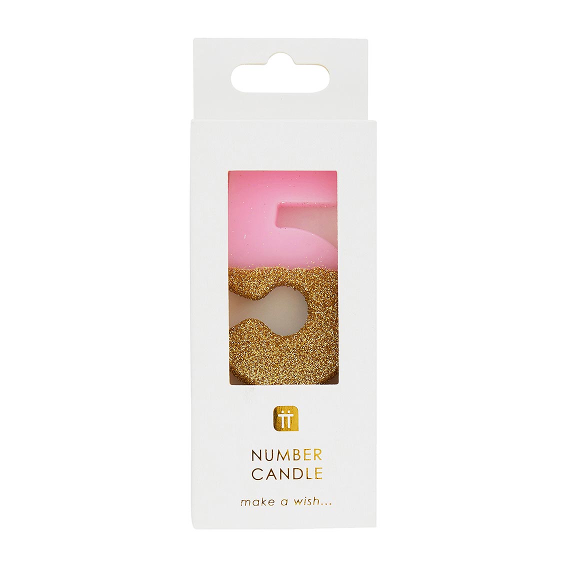 Velas número 5, purpurina rosa