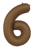 Globo de aluminio número 6, marrón chocolate, ultra mate, 86 cm