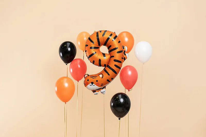 Globo de aluminio número 9 - Tigre, 64x87 cm, surtido