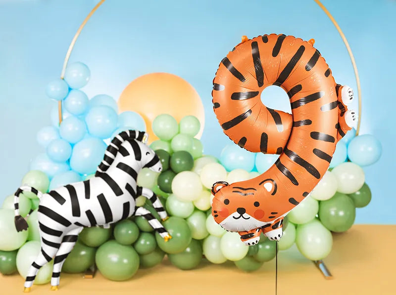 Globo de aluminio número 9 - Tigre, 64x87 cm, surtido