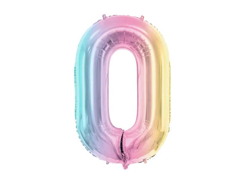 Globo de aluminio  número , 86 cm, arcoíris pastel