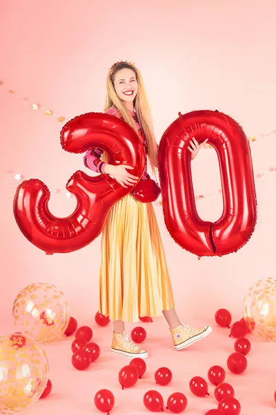 Globo de papel de aluminio número , 86 cm, ROJO