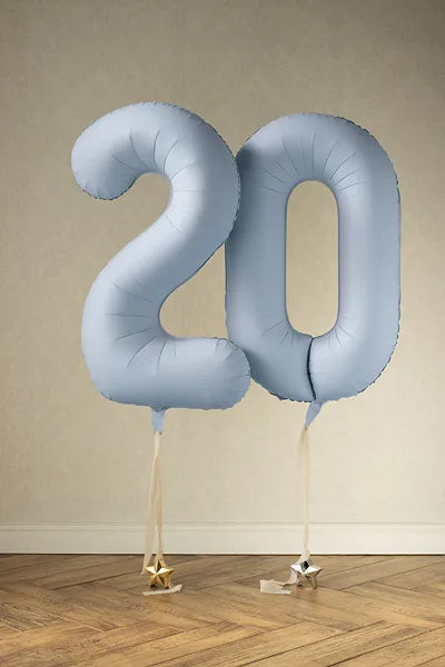Globo de papel de aluminio número , 86 cm, AZUL CLARO