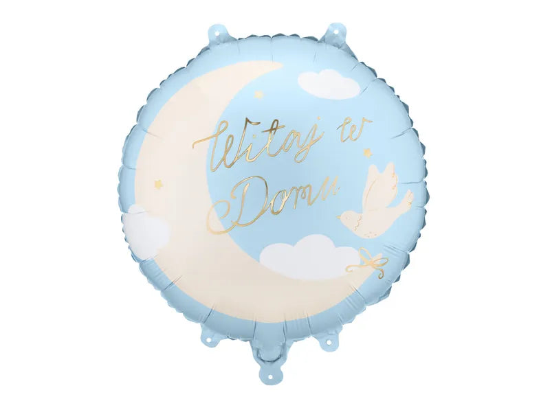 Globo de aluminio ''Witaj w domu'', 35x35 cm, azul claro