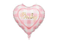 Globo de papel metalizado con forma de corazón "Baby", 35 cm, rosa claro.